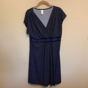 PerSeption Concept XL faux wrap dress navy polka dot